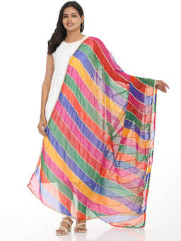 Hella Fashions - Multi-Color Georgette Colorblock Dupatta
