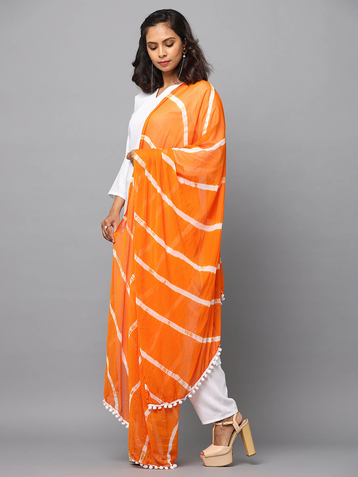 hella fashions Orange Chiffon Tie & Dye Dupatta-picture-21