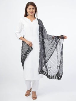 Hella Fashions - Black Chiffon Tie & Dye Dupatta