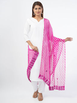 Hella Fashions - Pink Chiffon Tie & Dye Dupatta
