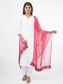 Hella Fashions - Red Chiffon Tie & Dye Dupatta