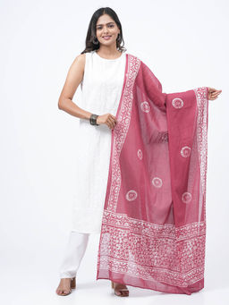 Hella Fashions - Pink Cotton Printed Dupatta