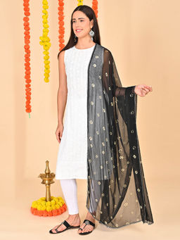 Hella Fashions - Black Chiffon Tie & Dye Dupatta