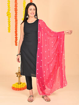 Hella Fashions - Pink Chiffon Tie & Dye Dupatta