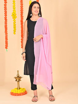 Hella Fashions - Pink Chiffon Embellished Dupatta