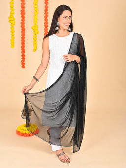 Hella Fashions - Black Chiffon Embellished Dupatta