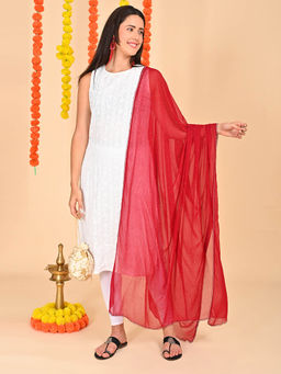 Hella Fashions - Maroon Chiffon Embellished Dupatta