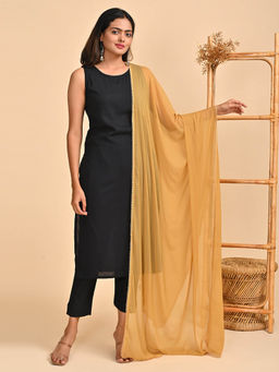 Hella Fashions - Brown Chiffon Solid Dupatta