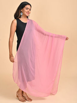 Hella Fashions - Pink Chiffon Solid Dupatta