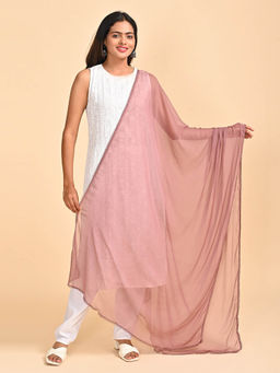 Hella Fashions - Pink Chiffon Solid Dupatta
