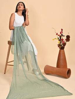 Hella Fashions - Green
                  Chiffon Solid Dupatta - 2