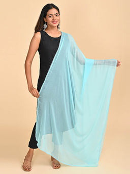 Hella Fashions - Blue Chiffon Solid Dupatta