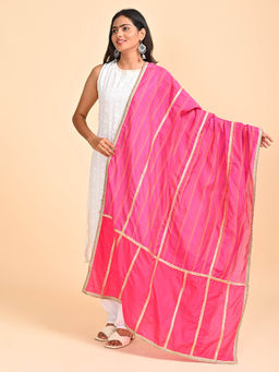 Hella Fashions - Pink Silk Embroidered Dupatta