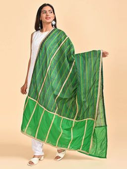 Hella Fashions - Green Silk Embroidered Dupatta