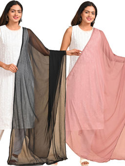Hella Fashions - Multi-Color Chiffon Solid Dupattas (Pack of 2)