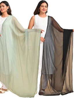 Hella Fashions - Multi-Color Chiffon Solid Dupattas (Pack of 2)