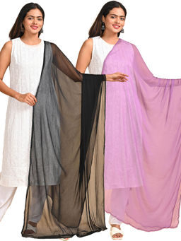 Hella Fashions - Multi-Color Chiffon Solid Dupattas (Pack of 2)