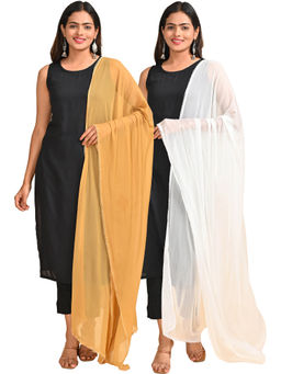 Hella Fashions - Multi-Color Chiffon Solid Dupattas (Pack of 2)