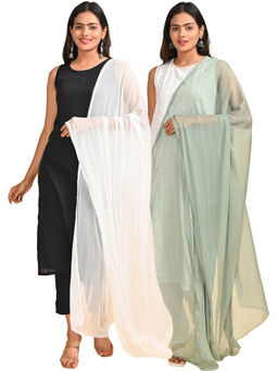 Hella Fashions - Multi-Color Chiffon Solid Dupattas (Pack of 2)