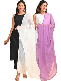 Hella Fashions - Multi-Color Chiffon Solid Dupattas (Pack of 2)