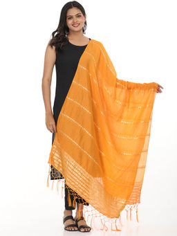 Hella Fashions - Mustard Viscose Rayon Stripes Dupatta