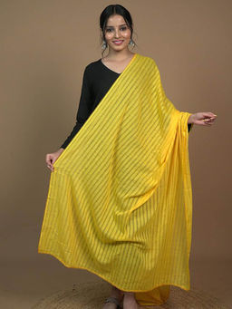 Hella Fashions - Yellow Cotton Stripes Dupatta
