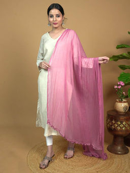 Hella Fashions - Pink Net Solid Dupatta