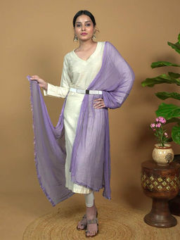 Hella Fashions - Lavender Net Solid Dupatta