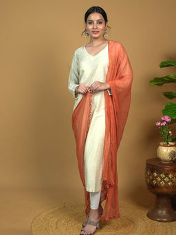 Hella Fashions - Rust Net Solid Dupatta