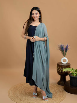 Hella Fashions - Grey Chiffon Solid Dupatta