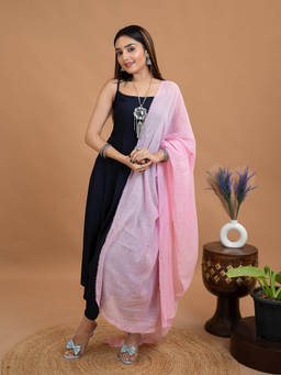 Hella Fashions - Pink Cotton Solid Dupatta