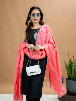 Hella Fashions - Pink Cotton Solid Dupatta