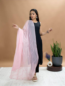 Hella Fashions - Pink Chiffon Embroidered Dupatta