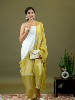 Ushvii - Chhayaa Lime Green Printed Dupatta