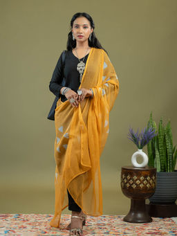 Ushvii - Chhayaa Mustard Printed Dupatta