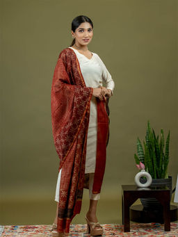 Ushvii - Chhavi Red Ajrakh Dupatta
