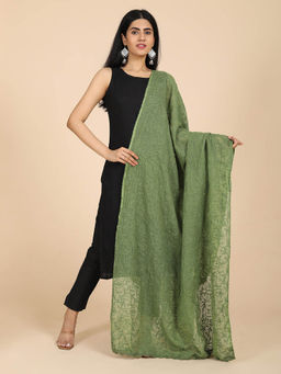 Ushvii - Bunna Olive Chikankari Dupatta