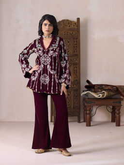 Inej - Maroon Inej Kurti with Pant Co-Ord (Set of 2)