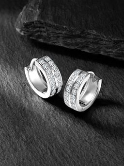 Peora - 925 Pure Sterling Silver Cubic Zirconia Hoops Earrings