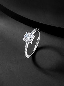 Peora - Exotic Solitaire Cubic Zirconia Ring in Pure 92.5 Sterling Silver