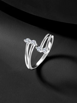 Peora - 925 Sterling Silver Zircon Charm Rhodium Plated Ring