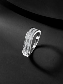Peora - 925 Sterling Silver Cubic Zirconia Wave Ring