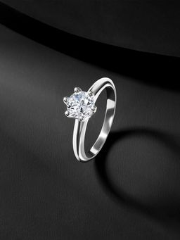 Peora - Round Solitaire Cubic Zirconia 925 Sterling Silver Ring