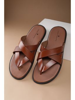 Louis Philippe - Men Brown Textured Sandals