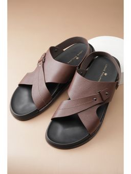 Louis Philippe - Men Brown Textured Sandals