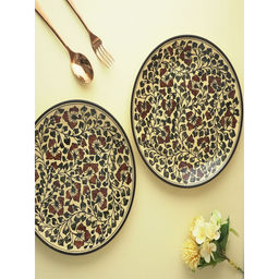 The Decor Mart - Bael Leaves Ceramic Dinner Plates Set of 2