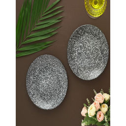 The Decor Mart - Marble Finished Ceramic Dinner Plates Set of 2