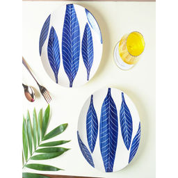 The Decor Mart - Ashoka Leaf Impress Dinner Plates Set of 2