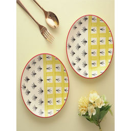 The Decor Mart - Dualistic Design Ceramic Quarter Plates Set of 2