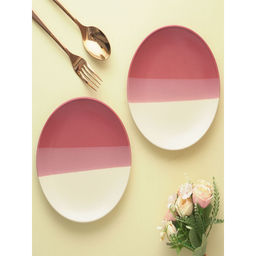 The Decor Mart - Monochromatic Ceramic Quarter Plates Set of 2